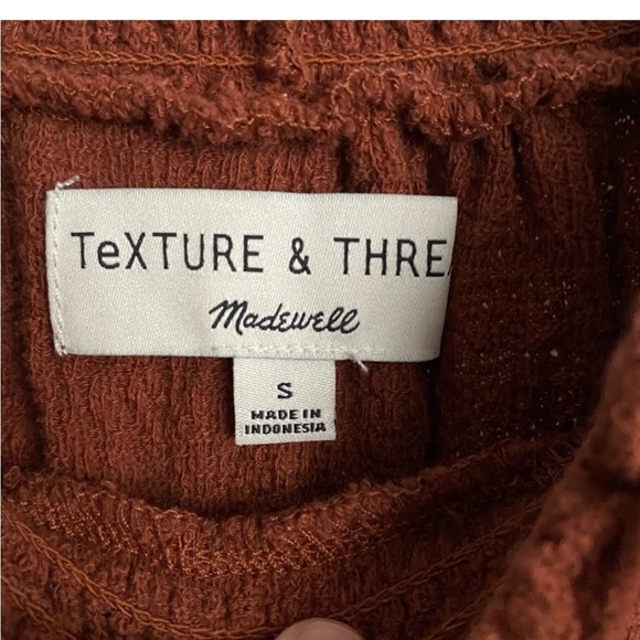 Madewell Texture & Thread Long Sleeve Mock Neck Lettuce Hem Rust Top Small - Picture 3 of 6
